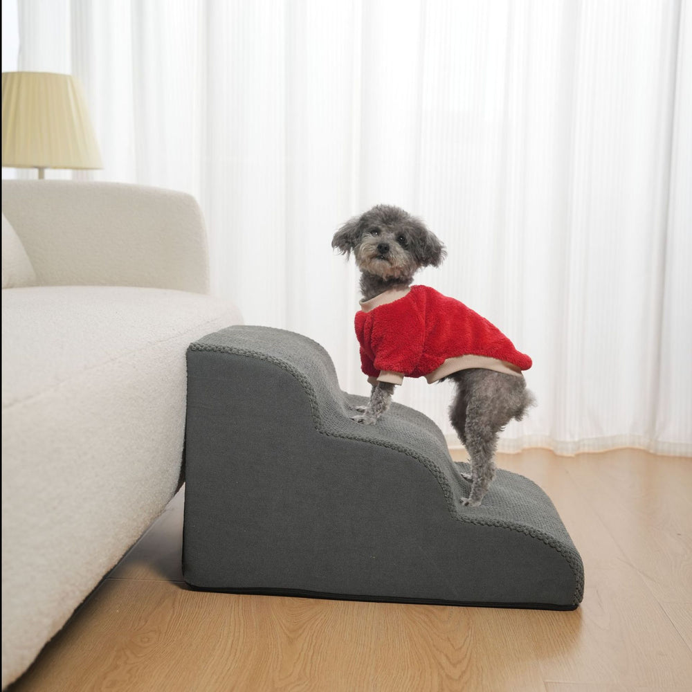 Washable pet stairs with dog — home lifestyle — PawLab