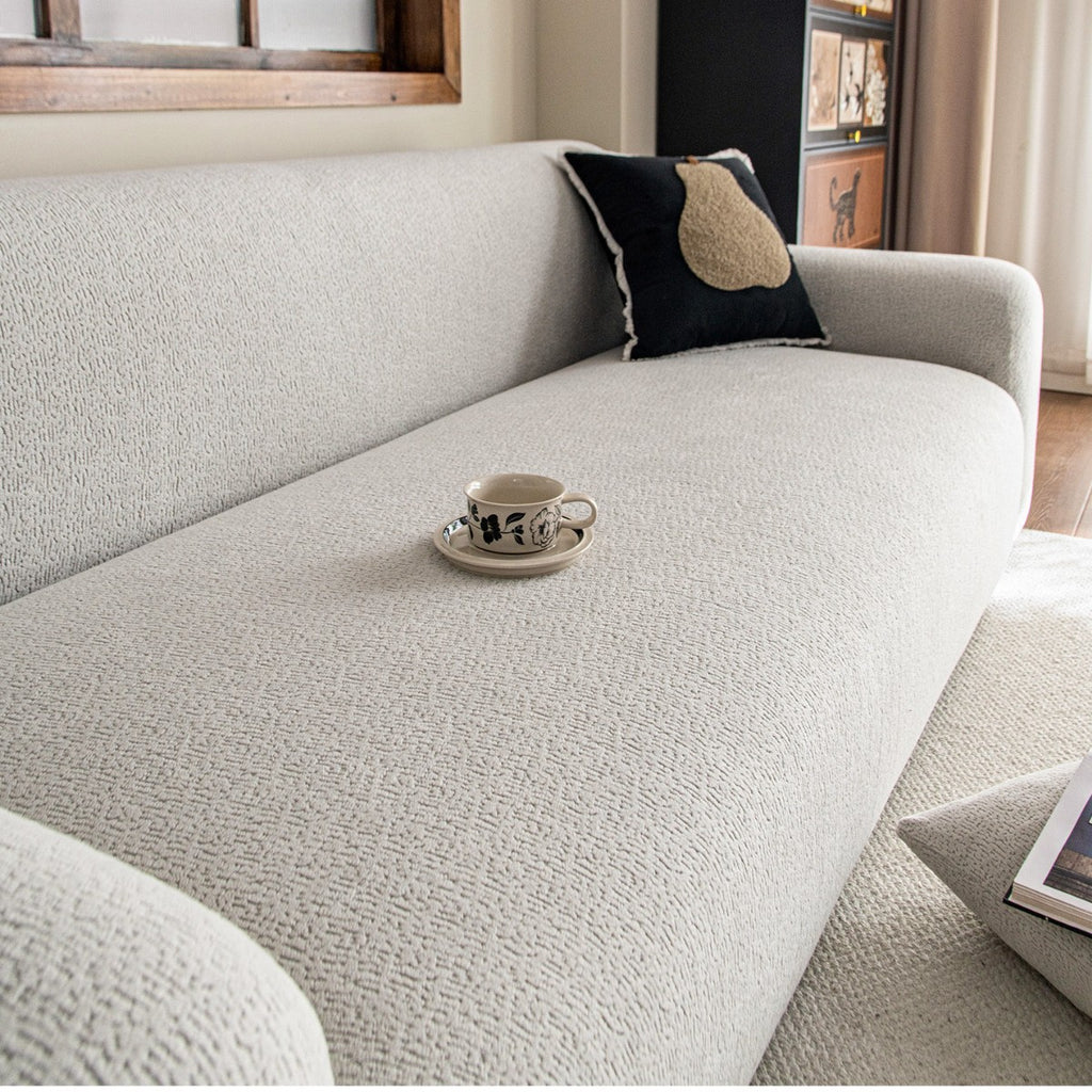 Fitted stretch sofa cover in living room