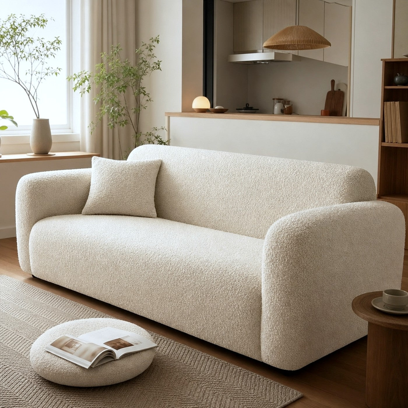 Stretch sofa cover in living room — usage