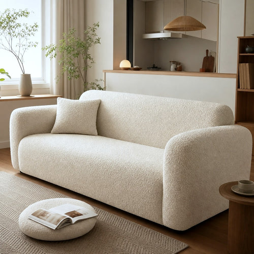 Stretch sofa cover in living room — usage