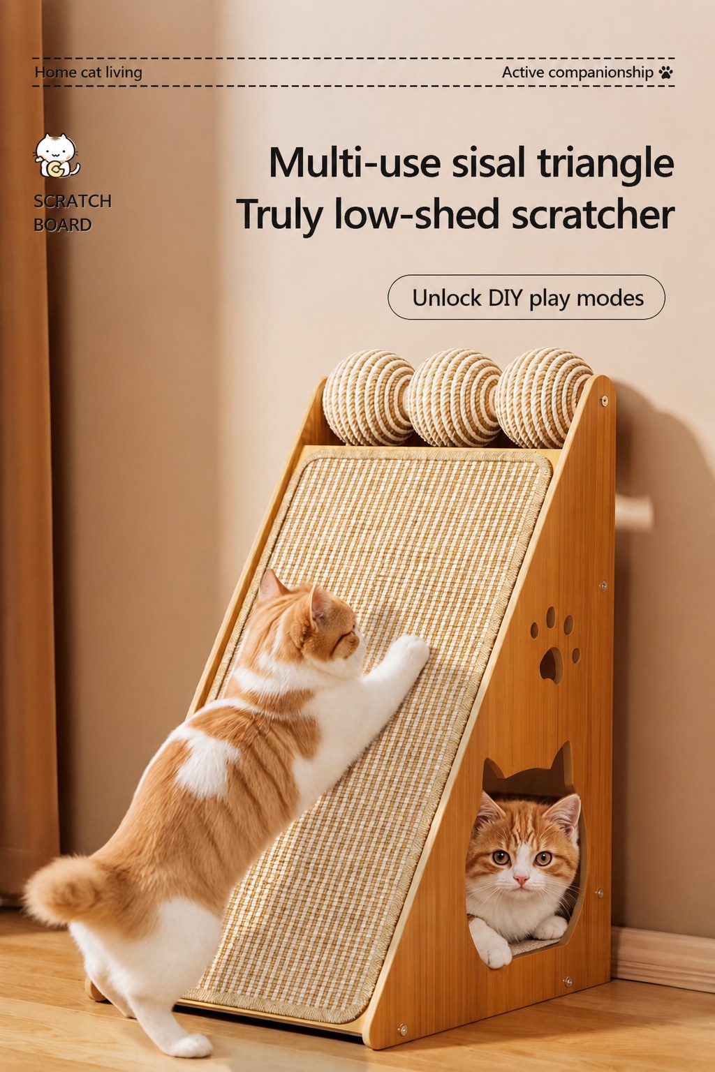 Multi-use sisal triangle scratcher — low-shed — PawLab