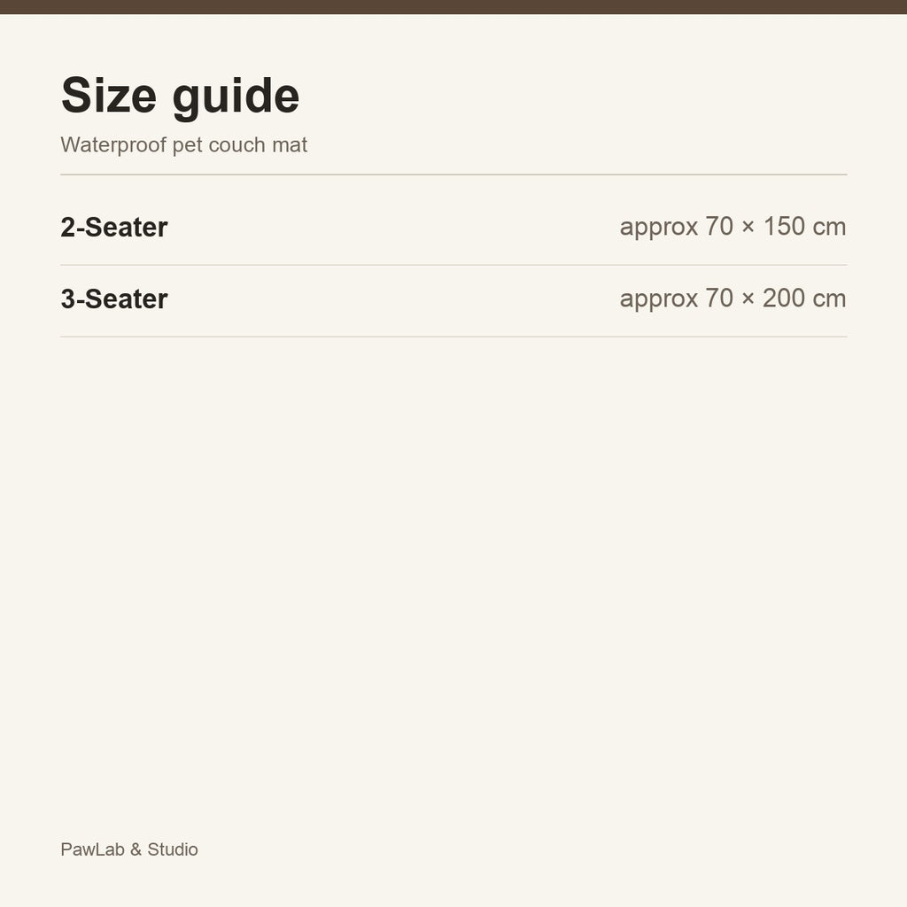 Size guide — 2-Seater / 3-Seater couch mat — PawLab