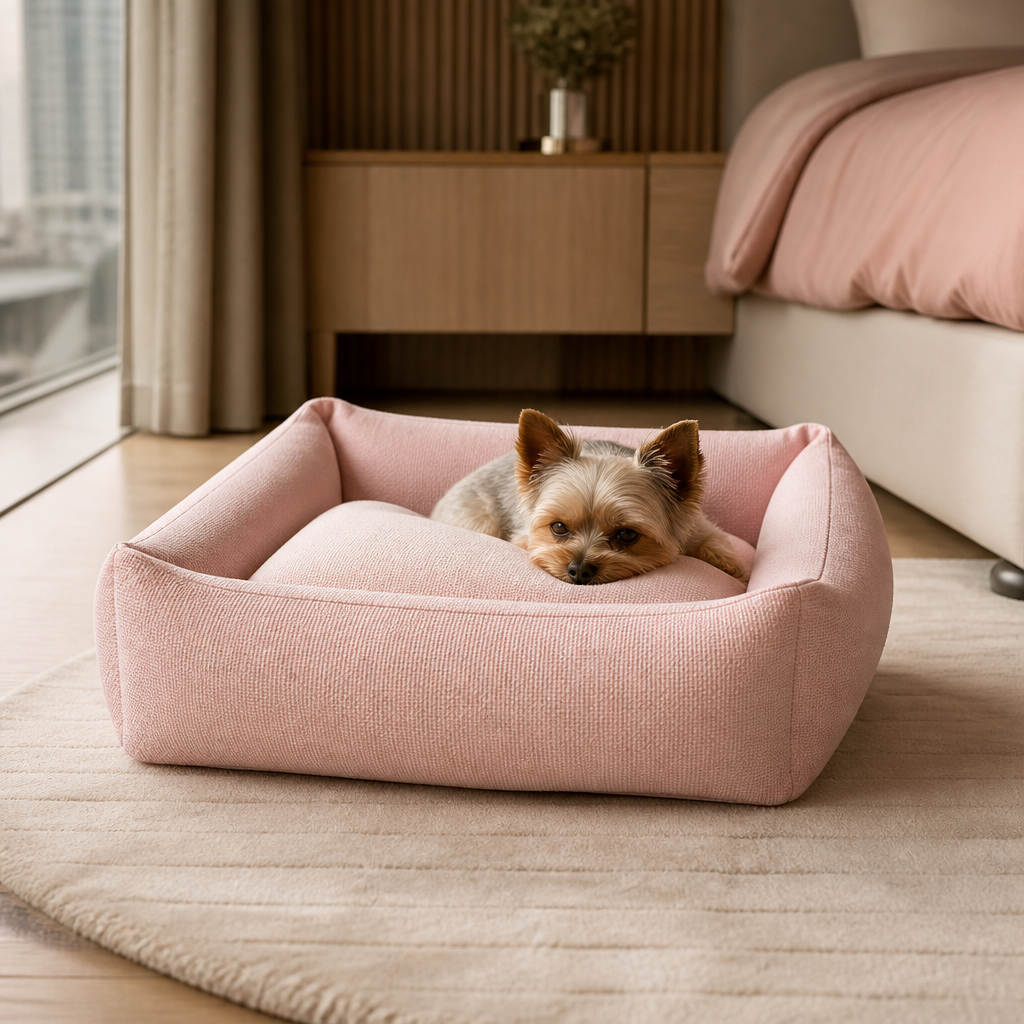 Pink Square Bed — warm lifestyle