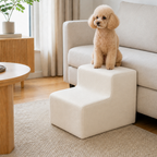 Soft White 2-Step pet stairs with dog — PawLab