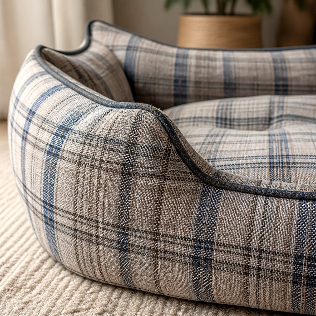 Washable Plaid Sofa Pet Bed — w4-01-02-detail — PawLab lifestyle
