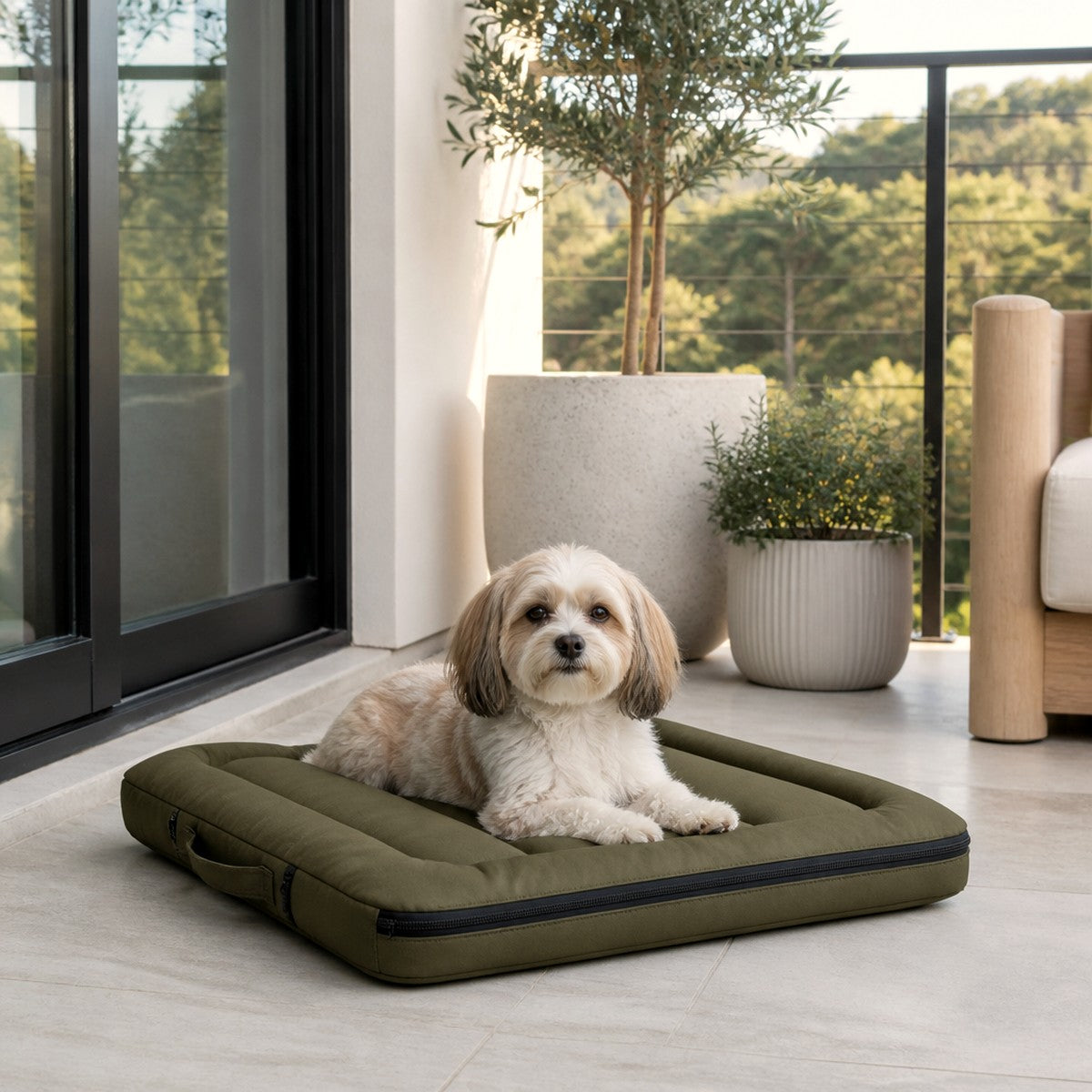 Zip-Fold Travel Pet Bed — w4-04-04-scale — PawLab lifestyle