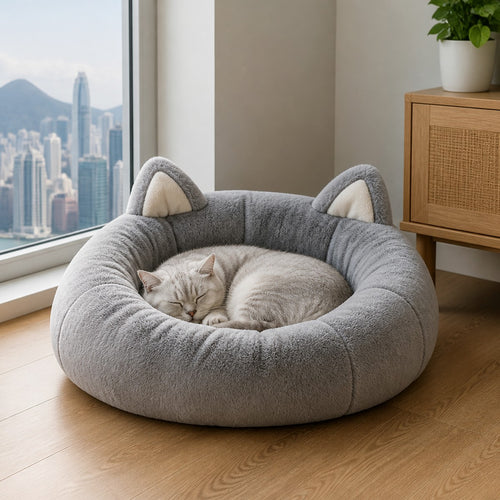 Cat-Ear Deep Sleep Nest — w4-06-01-hero — PawLab lifestyle