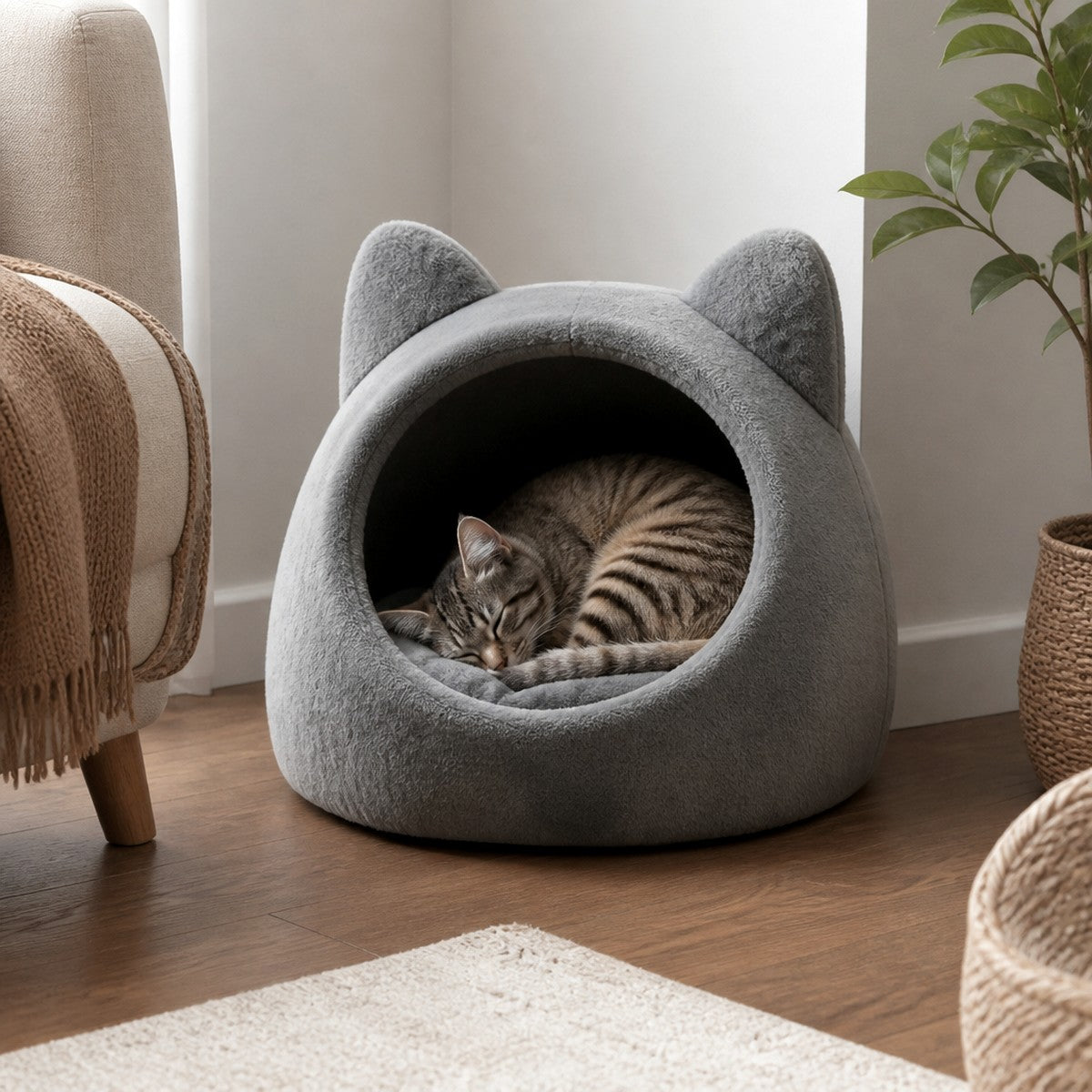 Cat-Ear Deep Sleep Nest — w4-06-04-scale — PawLab lifestyle