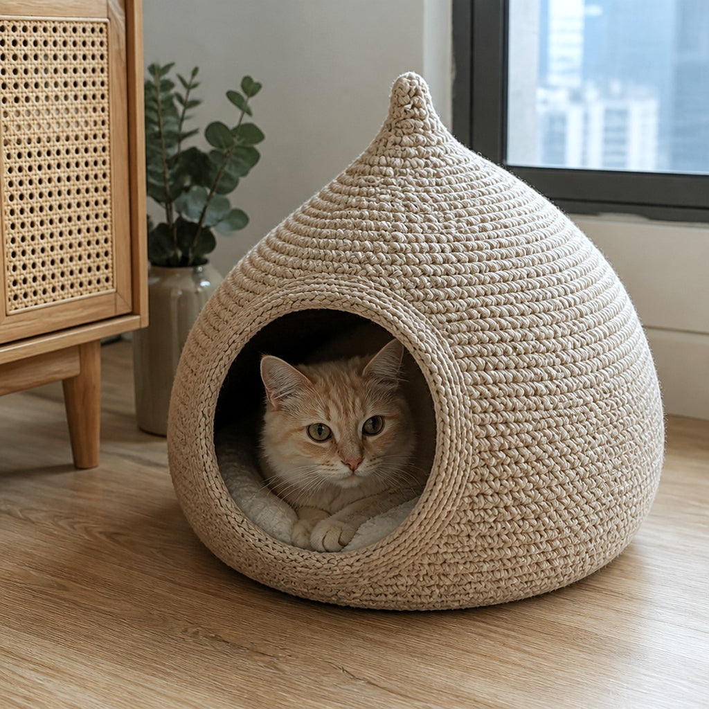 Knit Tent Cat Nest — w5-01-02-beige — PawLab lifestyle