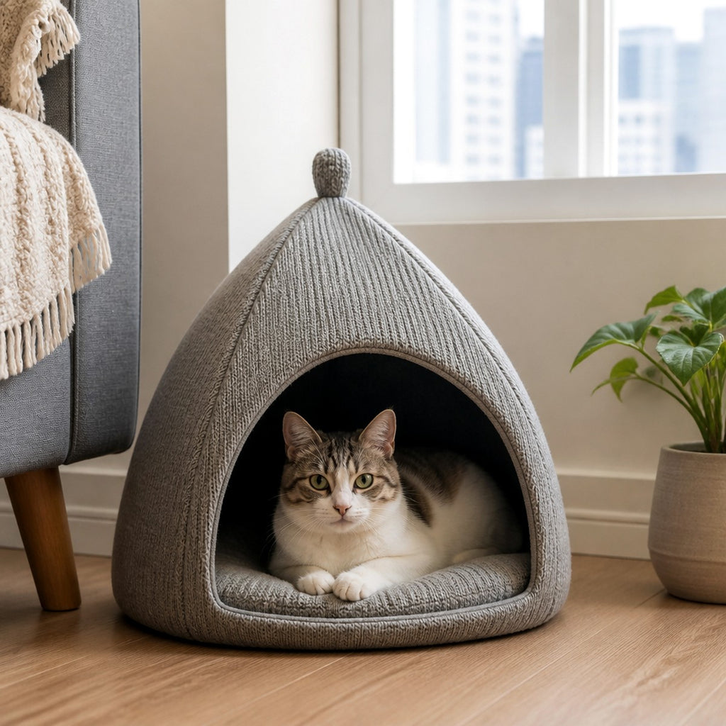 Knit Tent Cat Nest — w5-01-04-scale — PawLab lifestyle