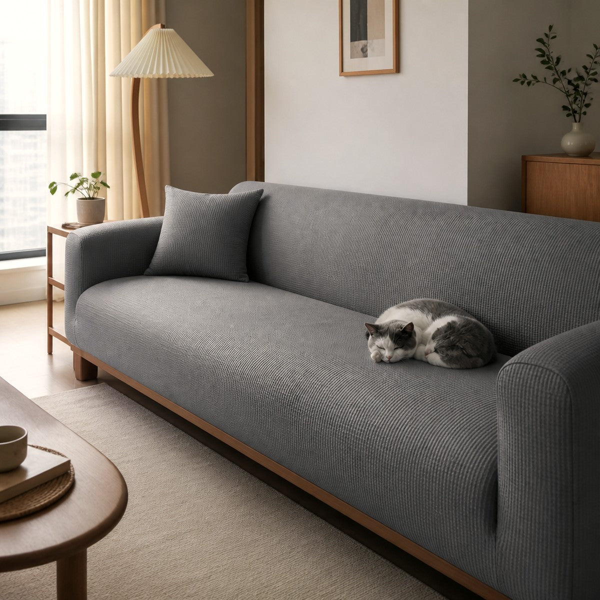 Japanese-Style Anti-Scratch Sofa Cover — w5-02-02-grey — PawLab lifestyle