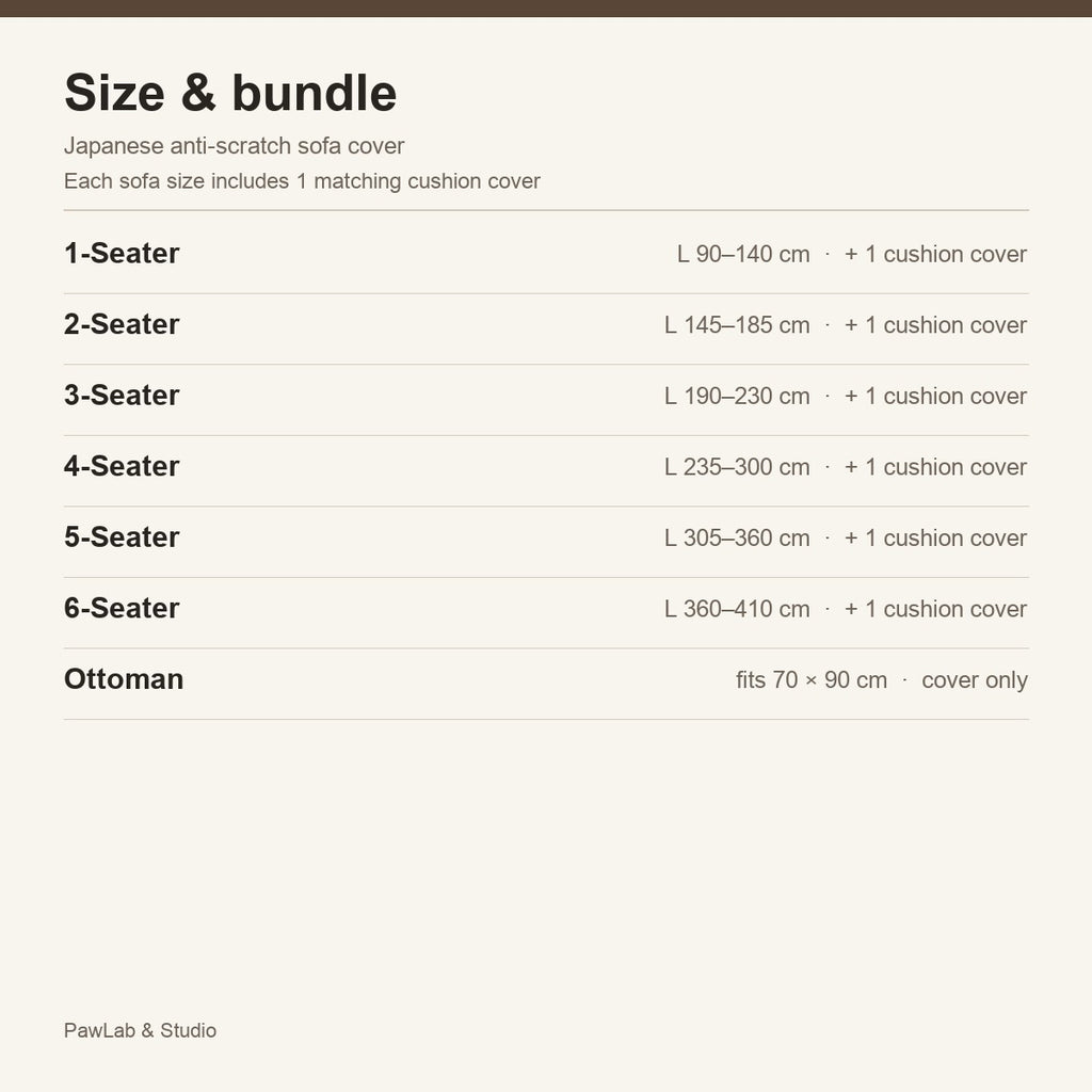 Size & bundle — 1 to 6 seater — PawLab