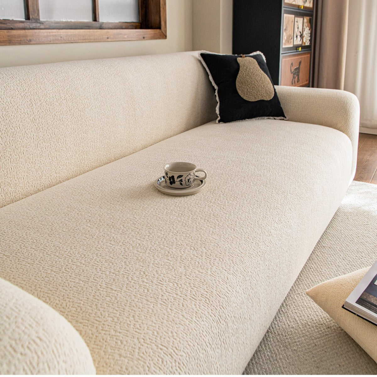 Ivory — waffle stretch sofa cover — PawLab