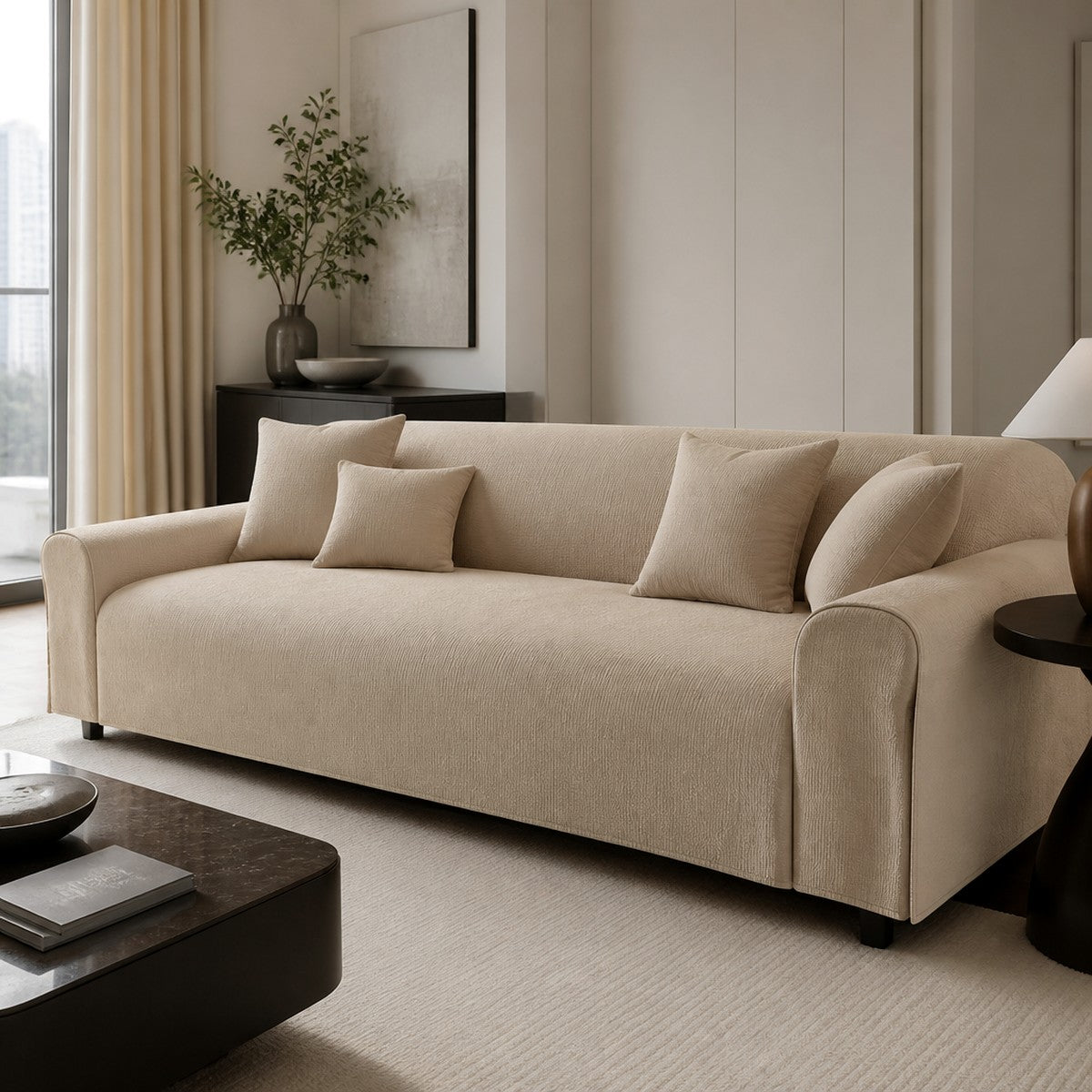 Solid One-Piece Sofa Protector — w5-05-02-beige — PawLab lifestyle